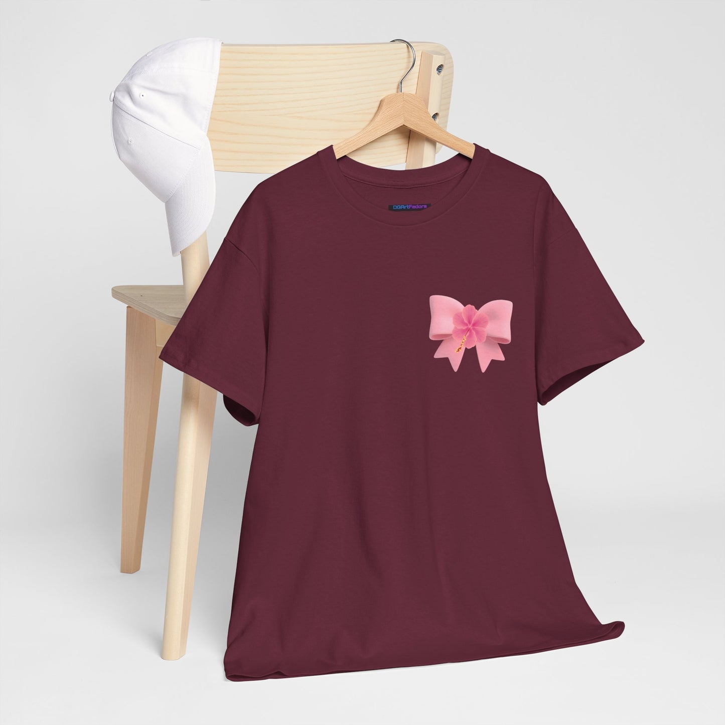 Cute Pink Bow with Flower Accent - Heavy Cotton Tee