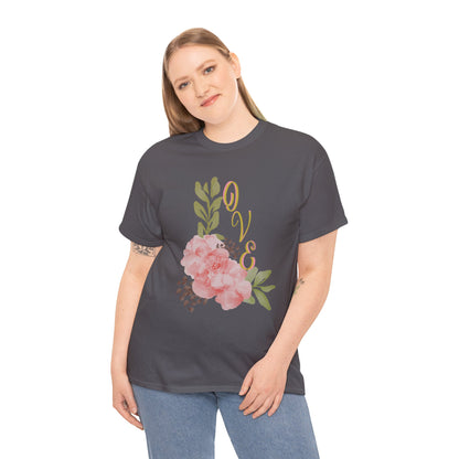 Floral “Love” Design - Unisex Heavy Cotton Tee