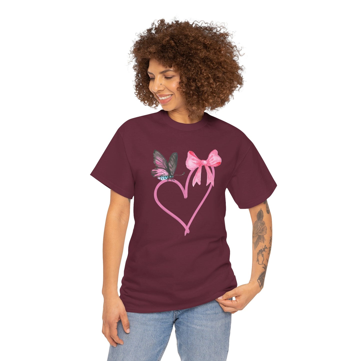 Unisex Heavy Cotton Tee Heart & Butterfly