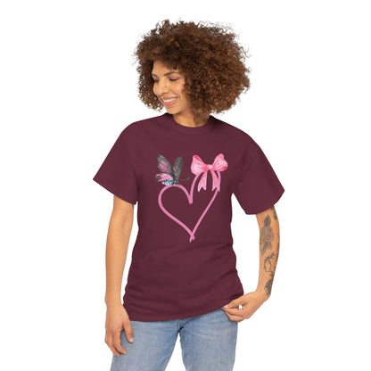 Unisex Heavy Cotton Tee Heart & Butterfly