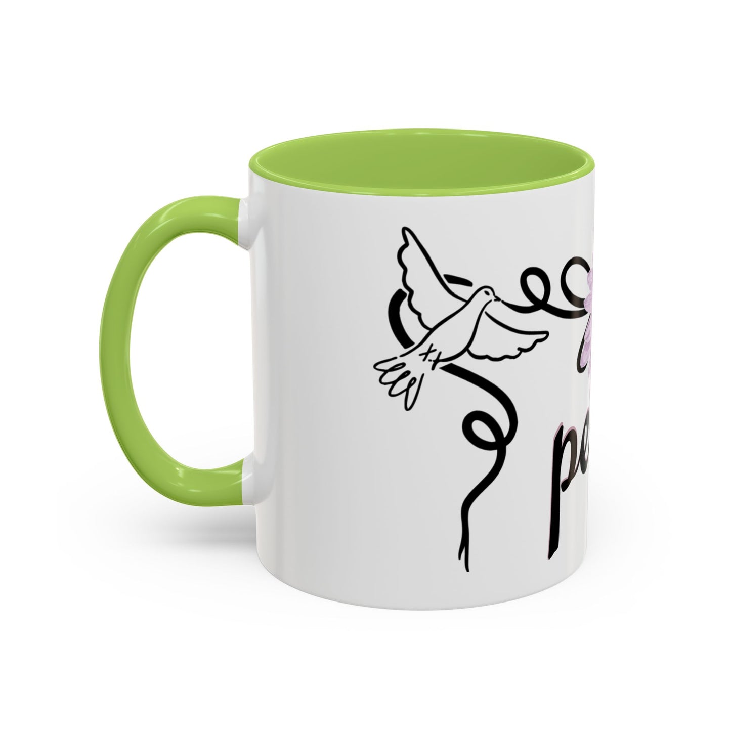 Accent Coffee Mug - Doves with Flower & Peace