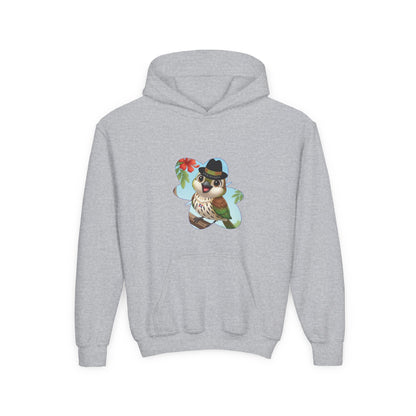 Youth Heavy Blend Hooded Sweatshirt Cigüita the Palmchat
