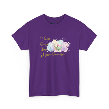 Unisex Heavy Cotton Tee - Easter, Joy, Love, & New Beginnings (Spanish Version)