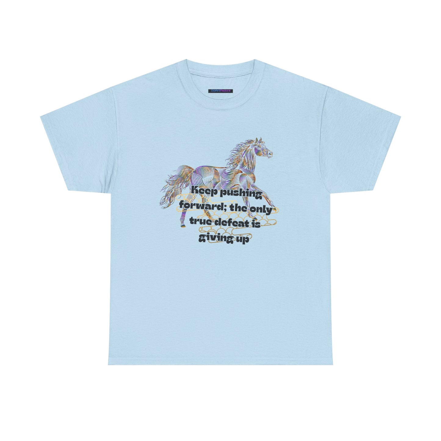 Unisex Heavy Cotton Tee Horse with a Quote Inspiring Success