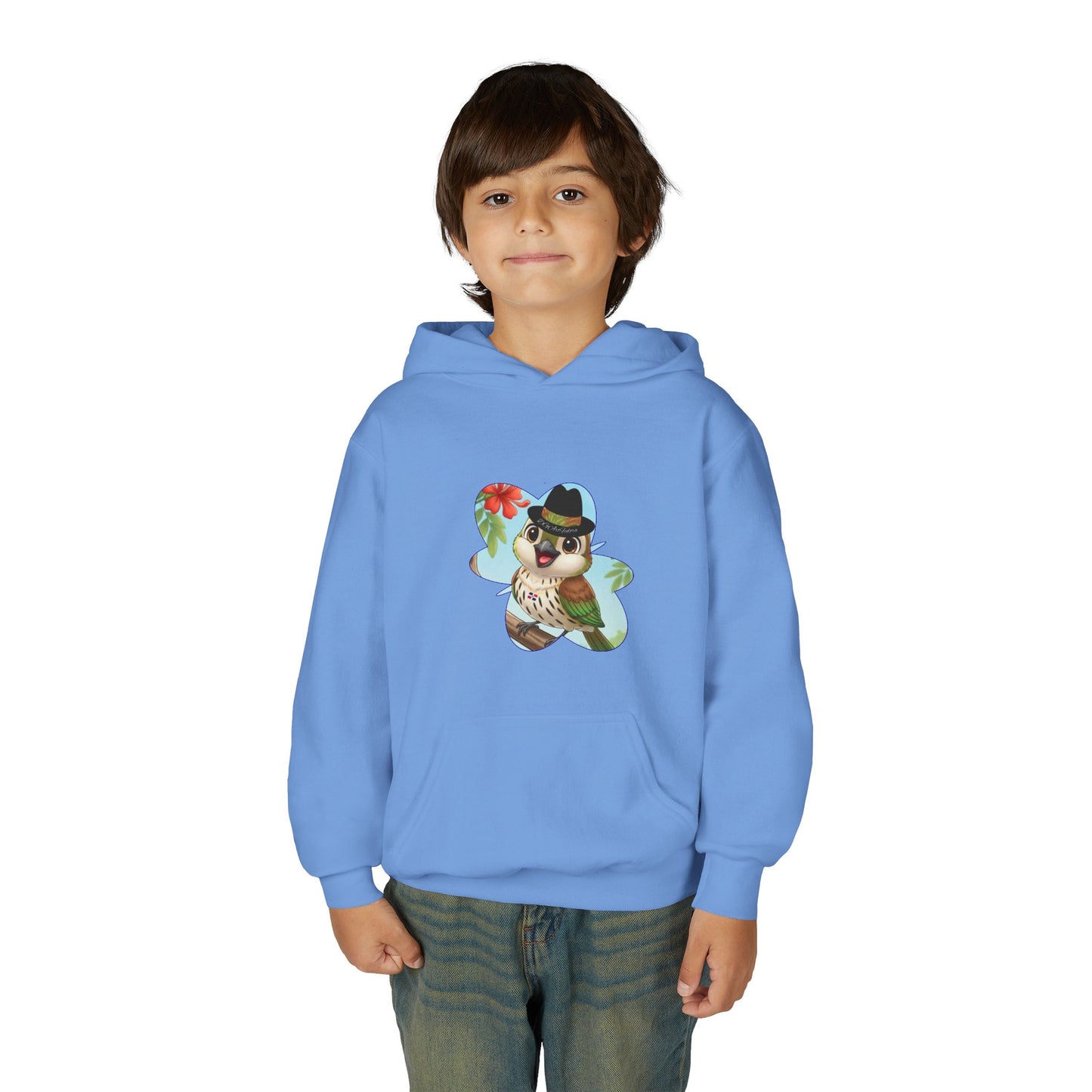 Youth Heavy Blend Hooded Sweatshirt Cigüita the Palmchat