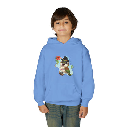 Youth Heavy Blend Hooded Sweatshirt Cigüita the Palmchat