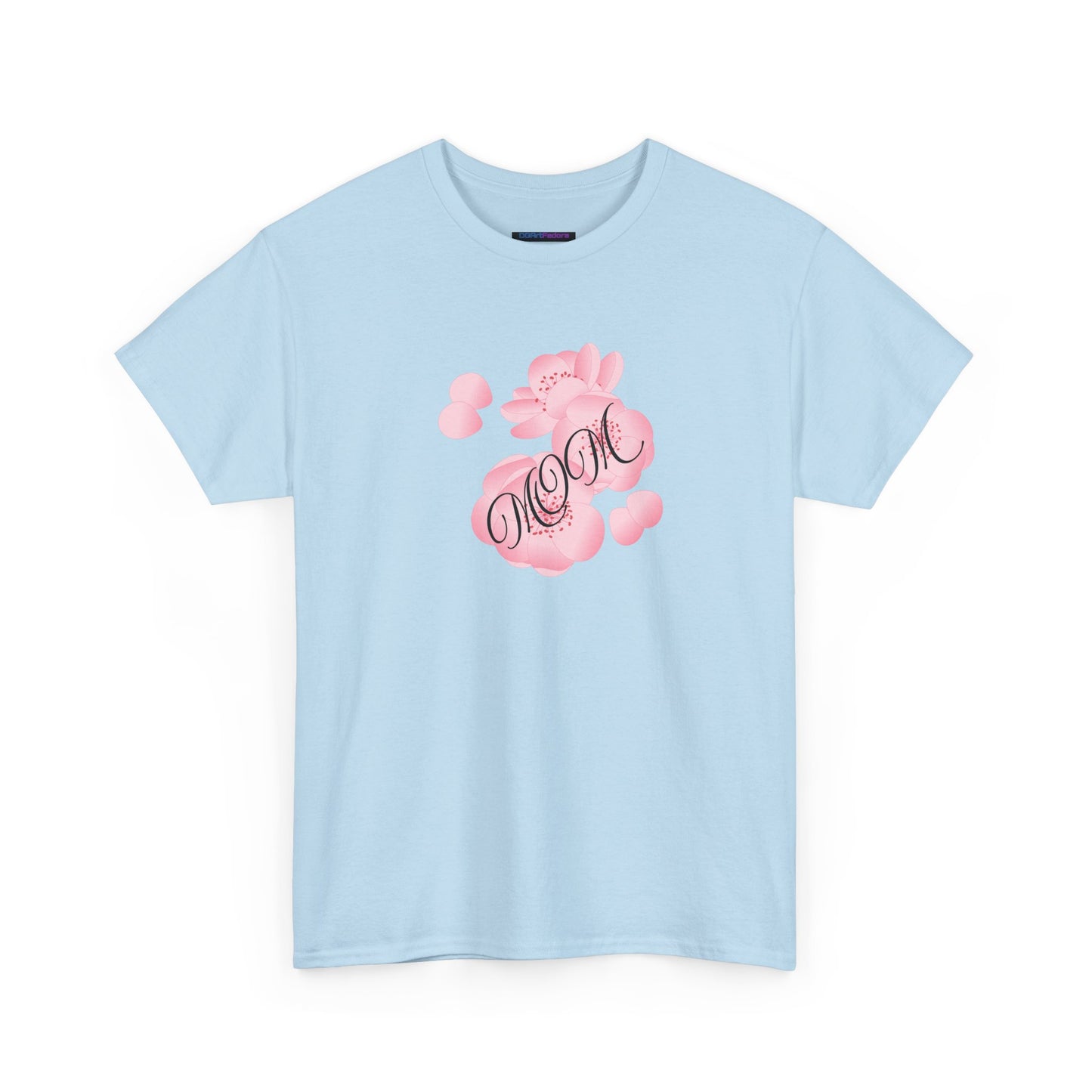 Stylish Mom Lettering with Pink Flowers - Heavy Cotton Tee