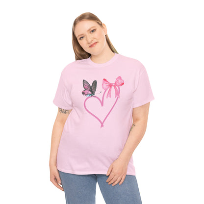 Unisex Heavy Cotton Tee Heart & Butterfly