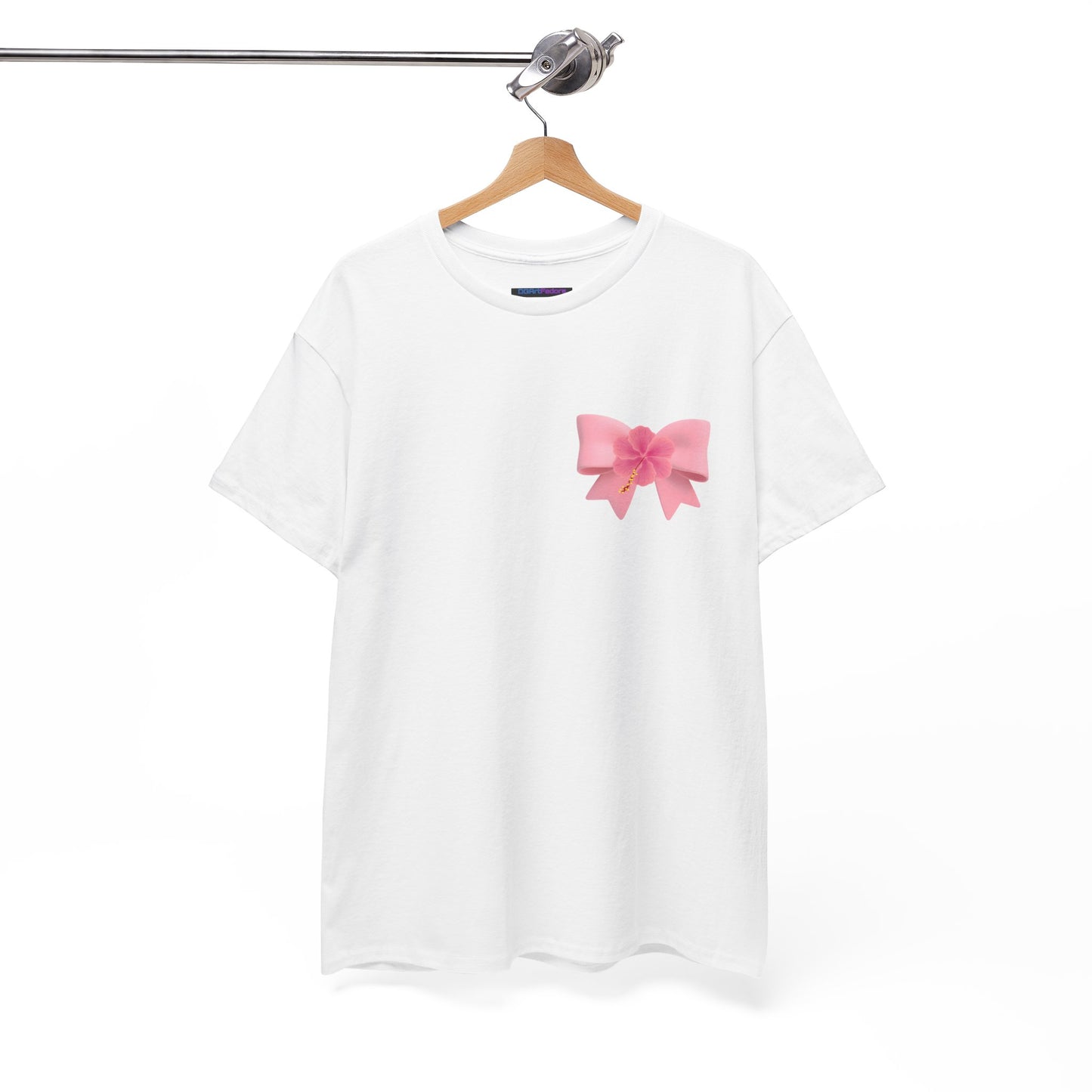 Cute Pink Bow with Flower Accent - Heavy Cotton Tee
