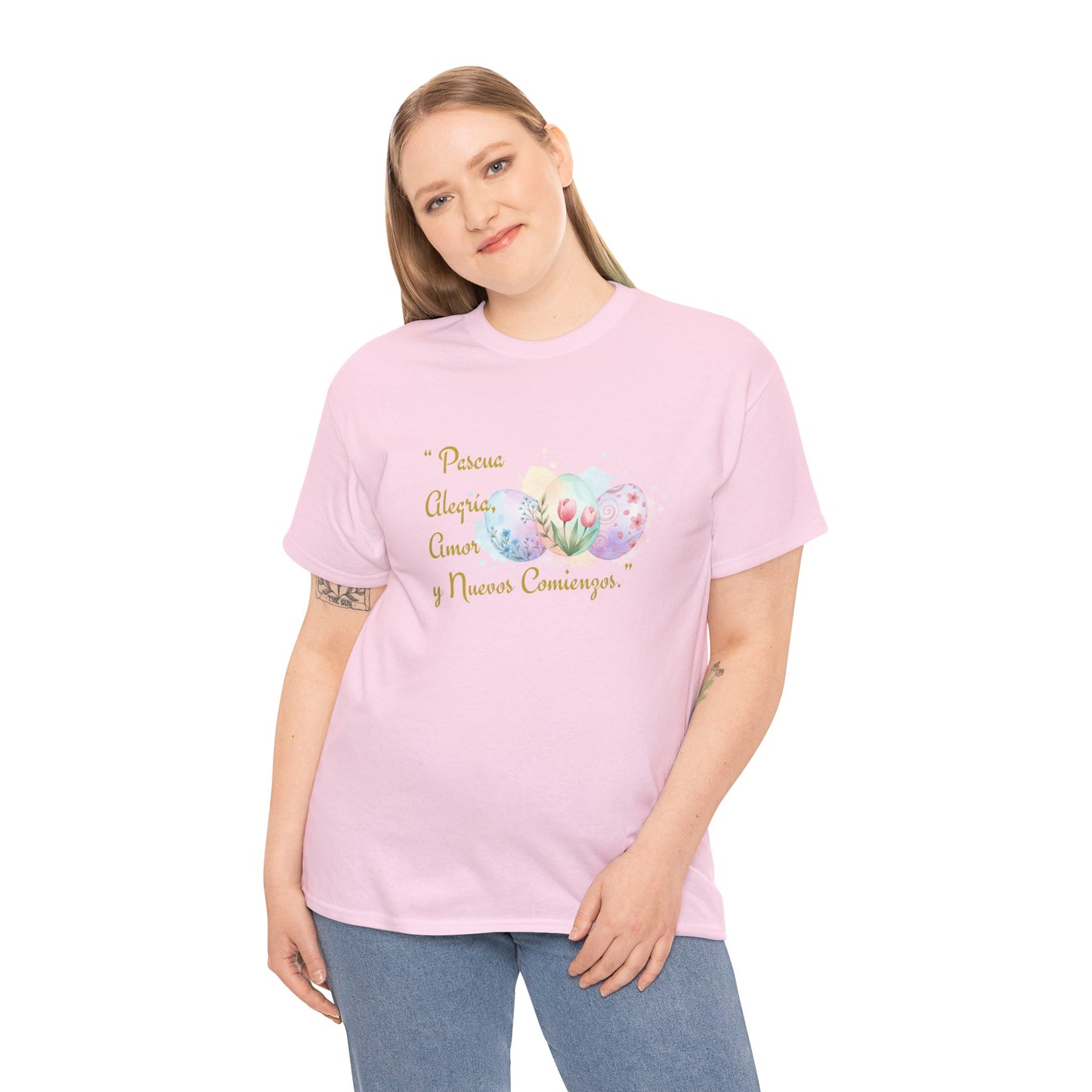 Unisex Heavy Cotton Tee - Easter, Joy, Love, & New Beginnings (Spanish Version)
