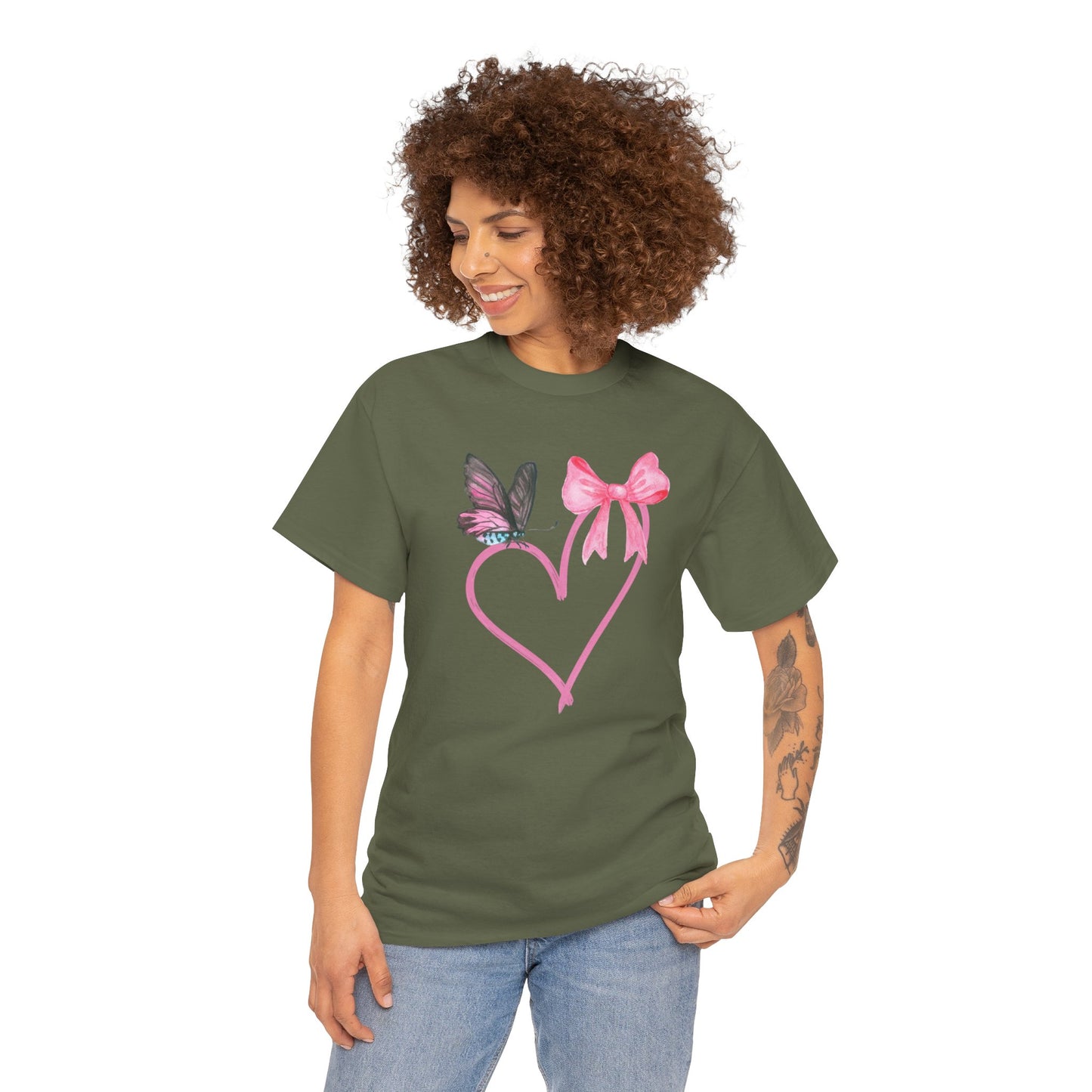 Unisex Heavy Cotton Tee Heart & Butterfly