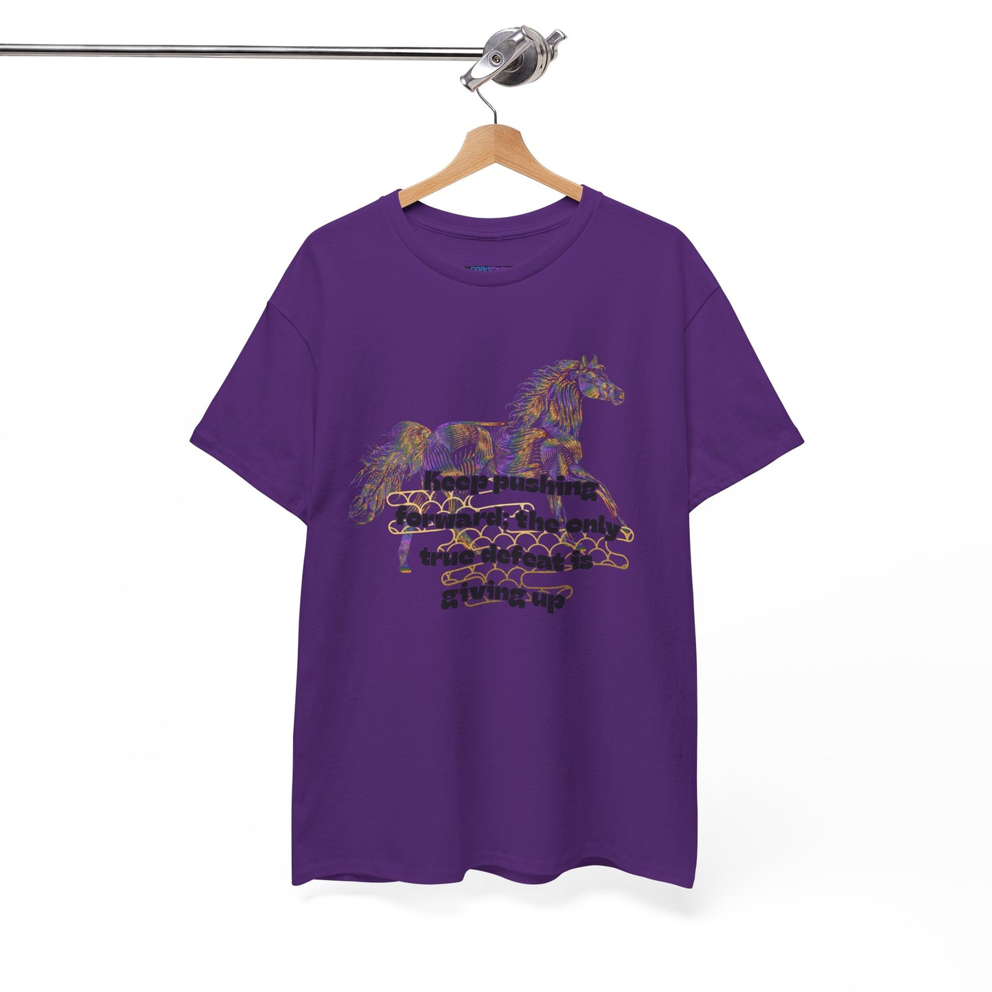 Unisex Heavy Cotton Tee Horse with a Quote Inspiring Success