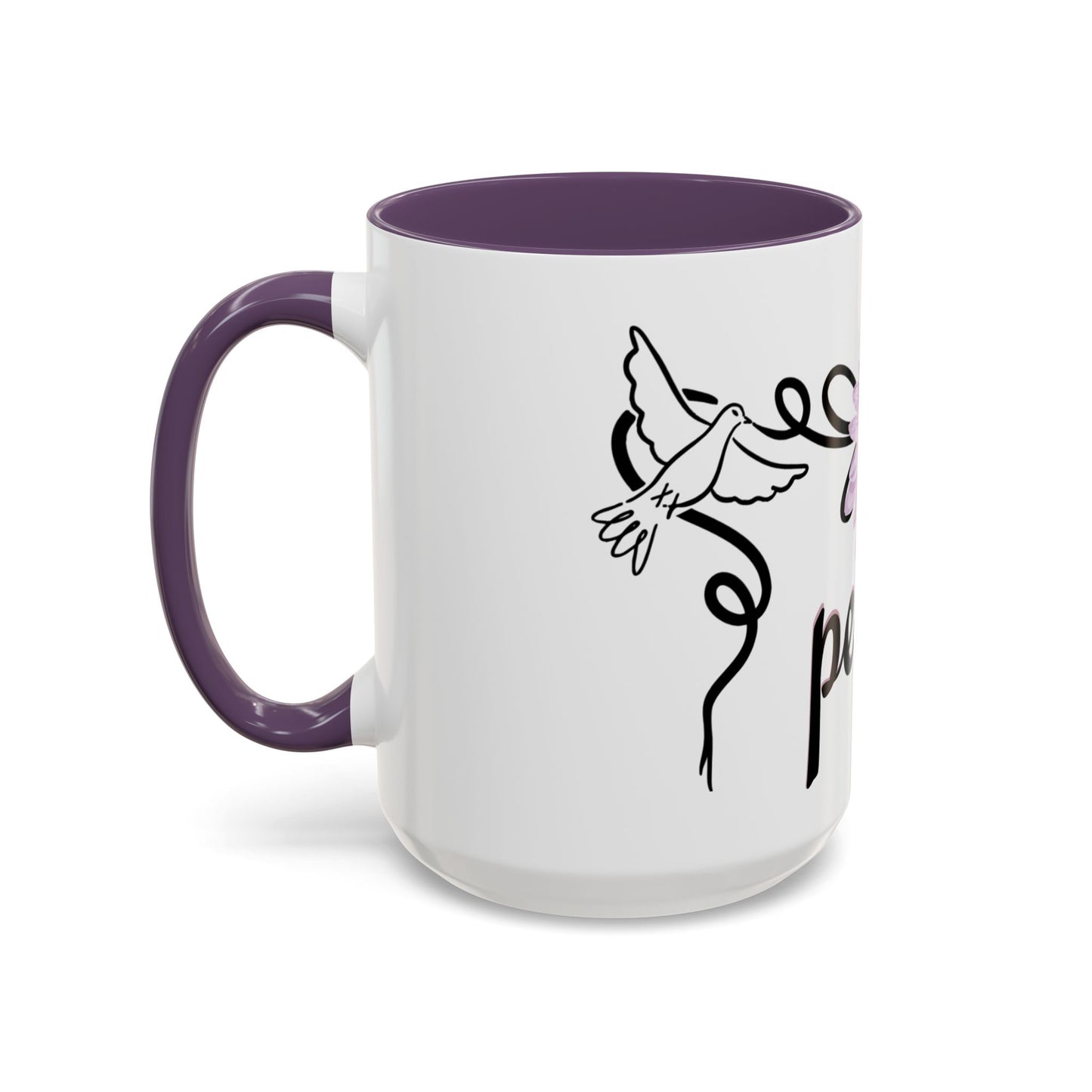 Accent Coffee Mug - Doves with Flower & Peace