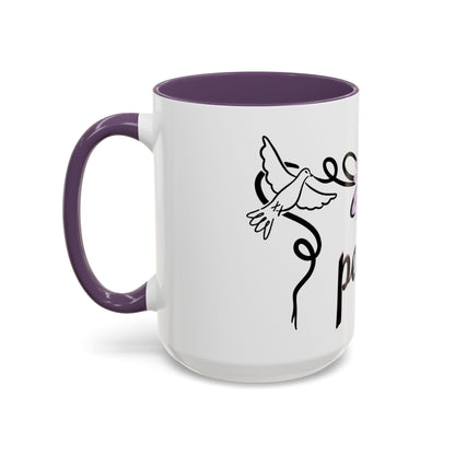 Accent Coffee Mug - Doves with Flower & Peace