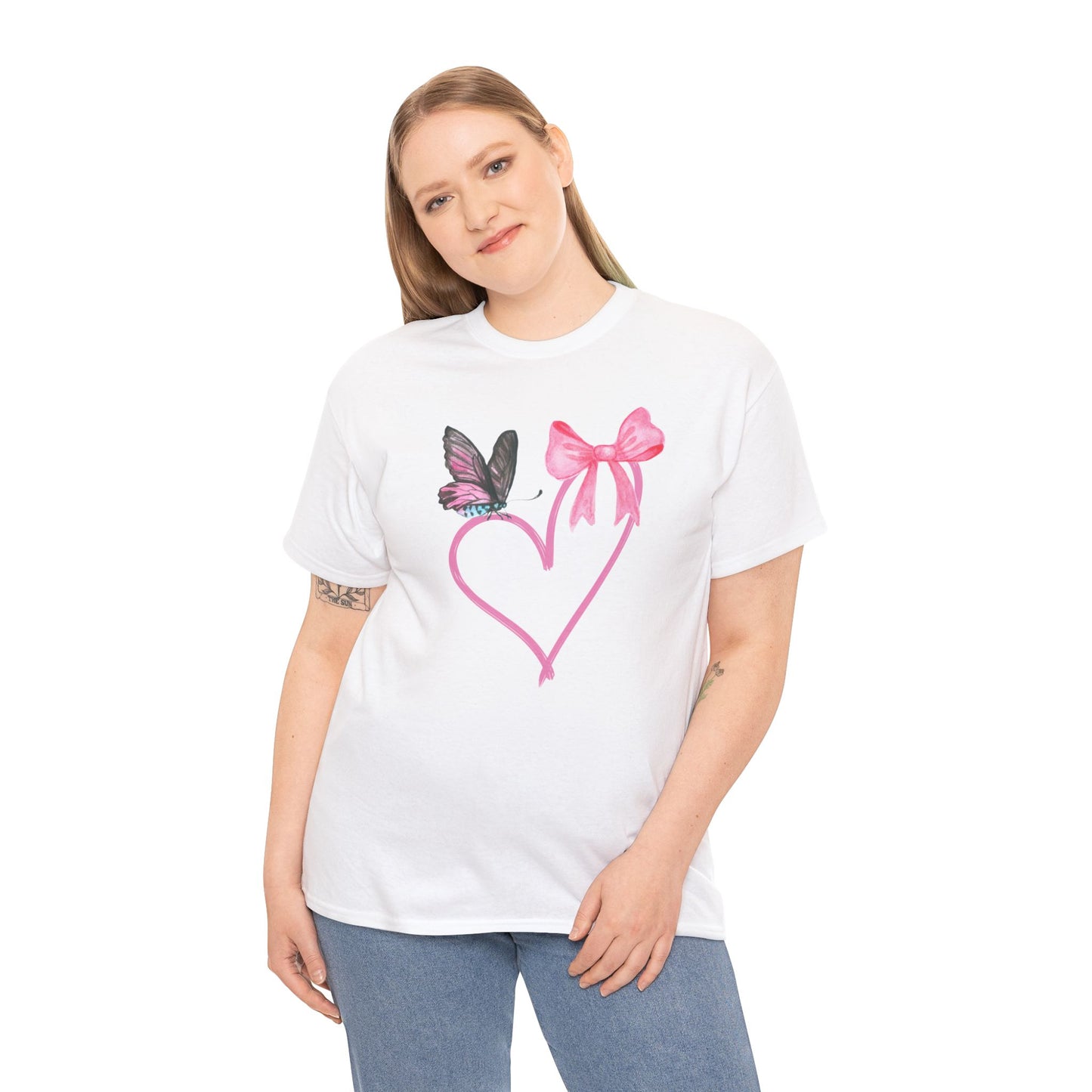 Unisex Heavy Cotton Tee Heart & Butterfly
