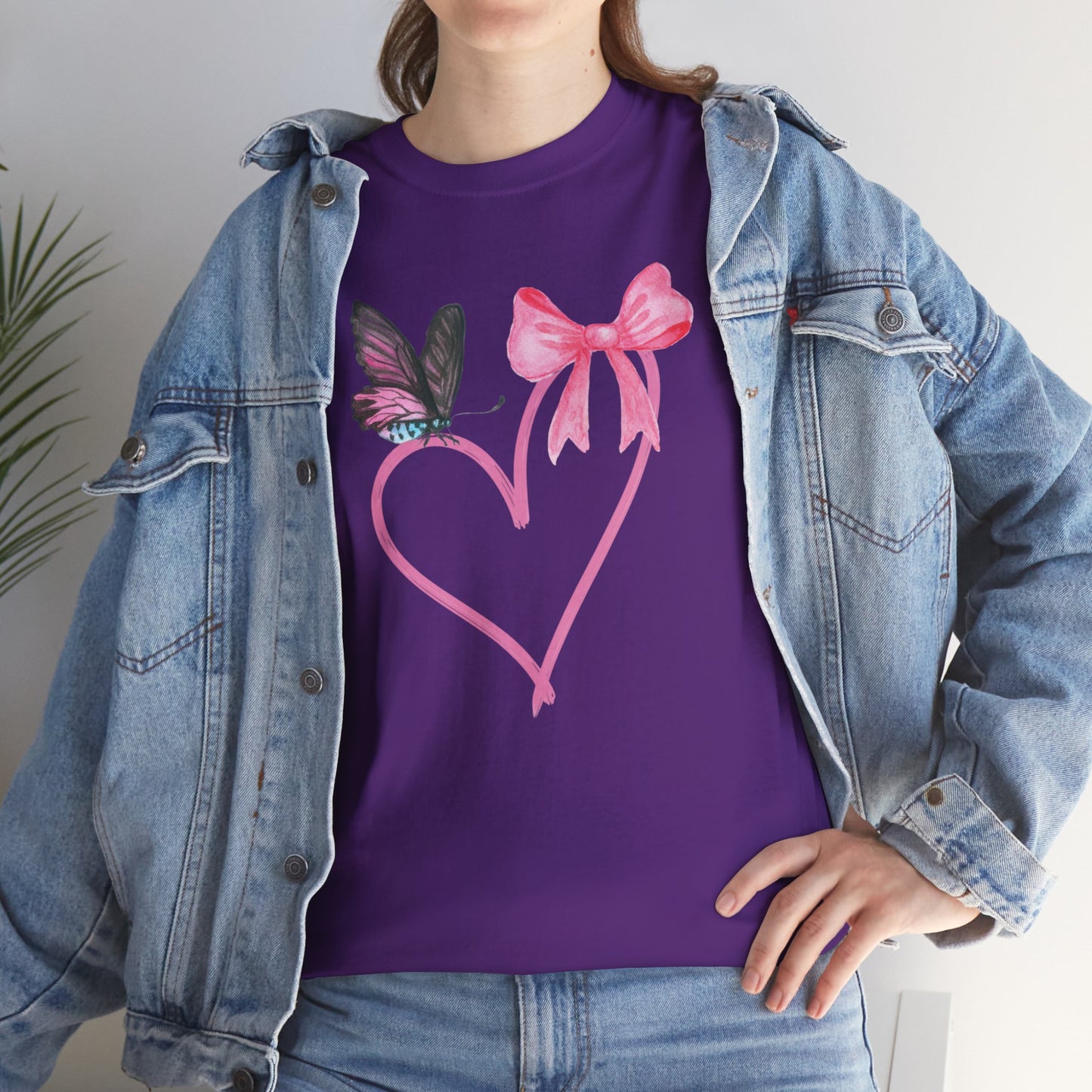 Unisex Heavy Cotton Tee Heart & Butterfly