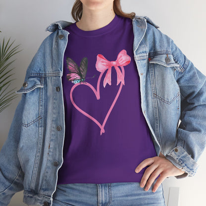 Unisex Heavy Cotton Tee Heart & Butterfly
