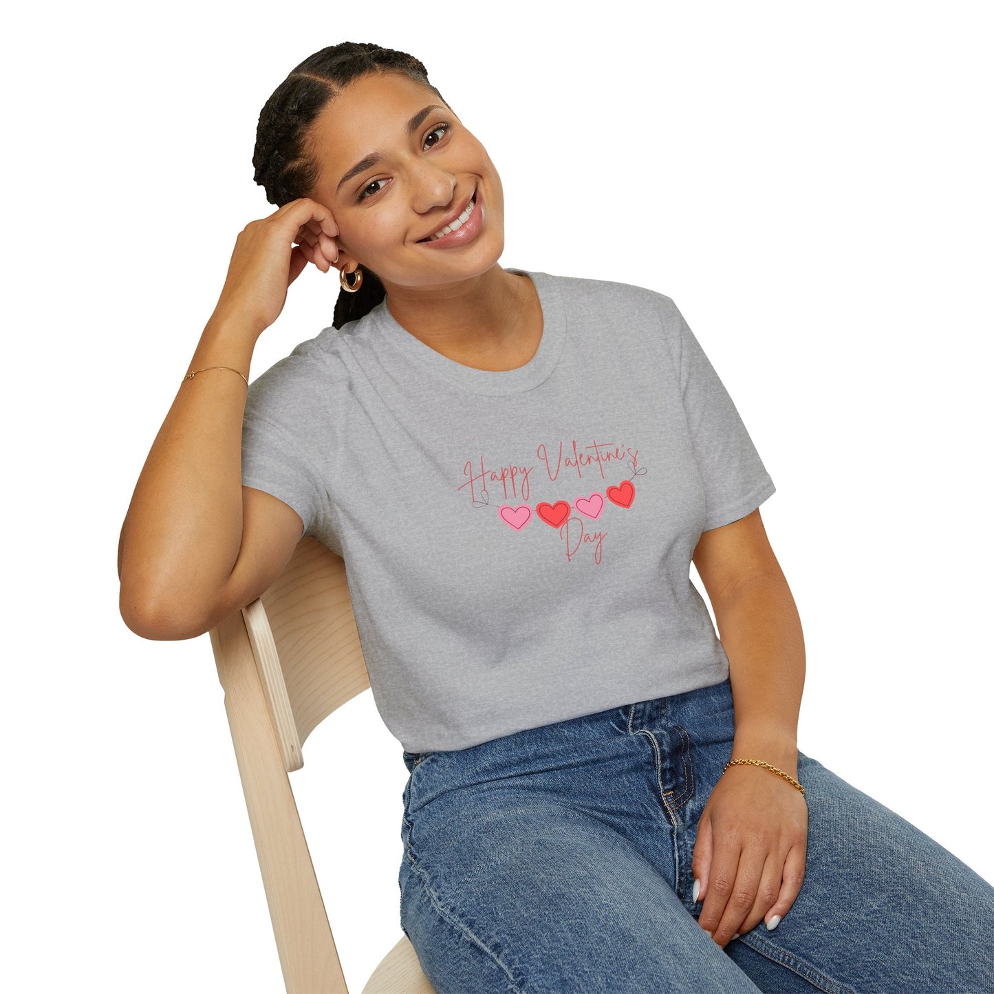 Unisex Softstyle T-Shirt Happy Valentine's Day Four Hearts