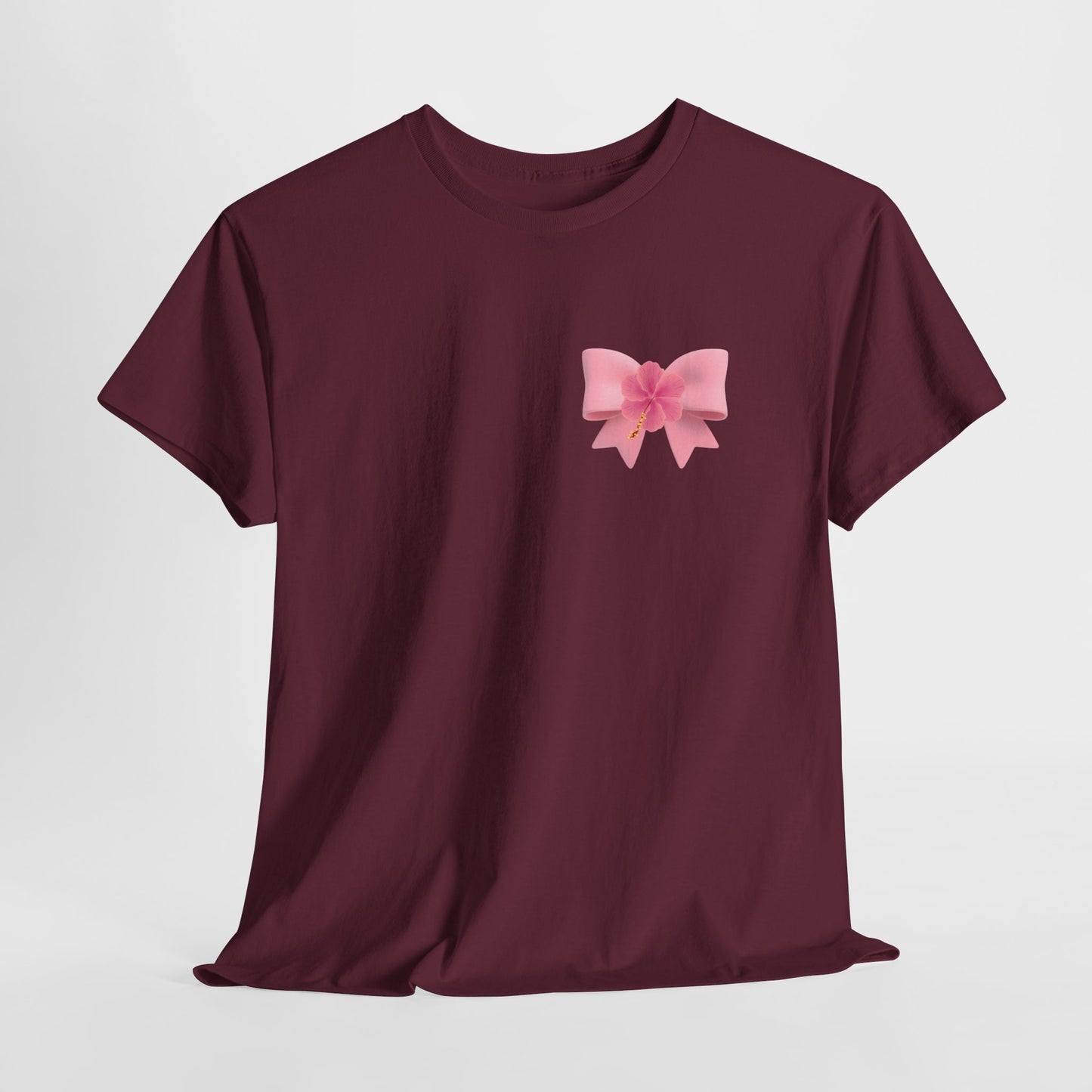 Cute Pink Bow with Flower Accent - Heavy Cotton Tee