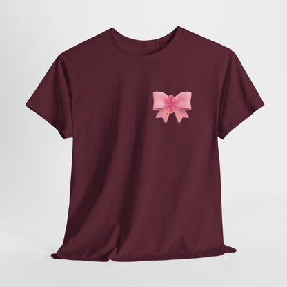 Cute Pink Bow with Flower Accent - Heavy Cotton Tee