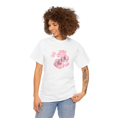 Stylish Mom Lettering with Pink Flowers - Heavy Cotton Tee