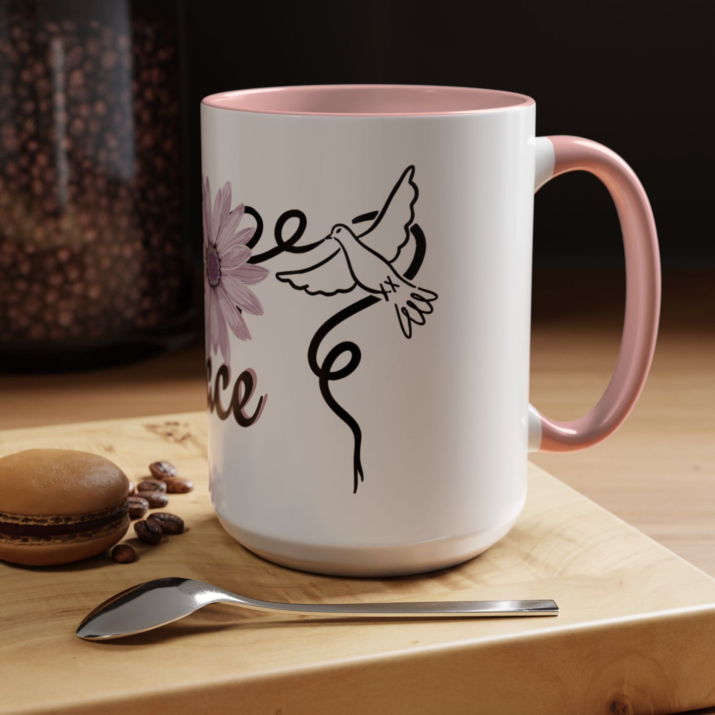 Accent Coffee Mug - Doves with Flower & Peace