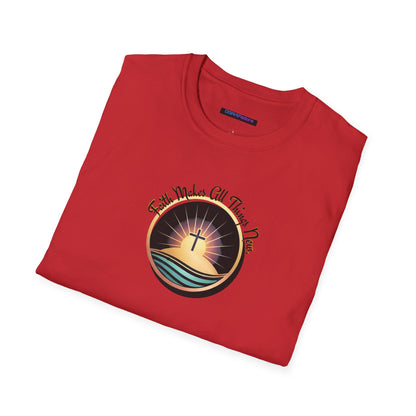 Unisex Softstyle T-Shirt - Shining Cross, Faith Makes All Things New