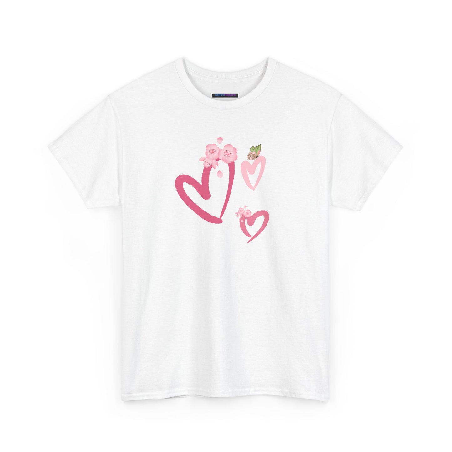 Unisex Heavy Cotton Tee Hearts Adorned