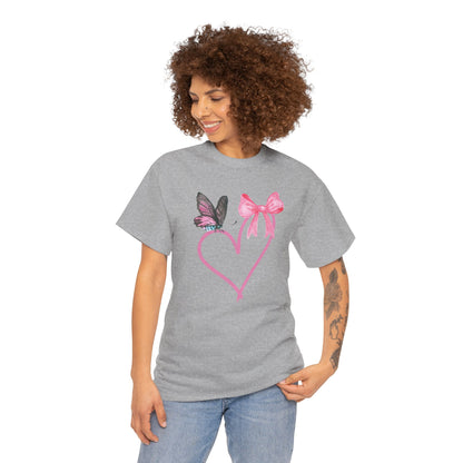 Unisex Heavy Cotton Tee Heart & Butterfly