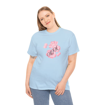 Stylish Mom Lettering with Pink Flowers - Heavy Cotton Tee