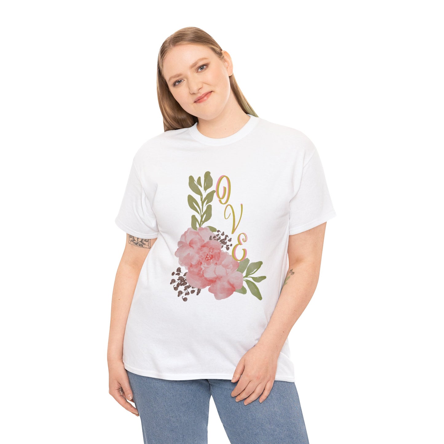 Floral “Love” Design - Unisex Heavy Cotton Tee