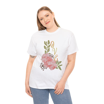 Floral “Love” Design - Unisex Heavy Cotton Tee