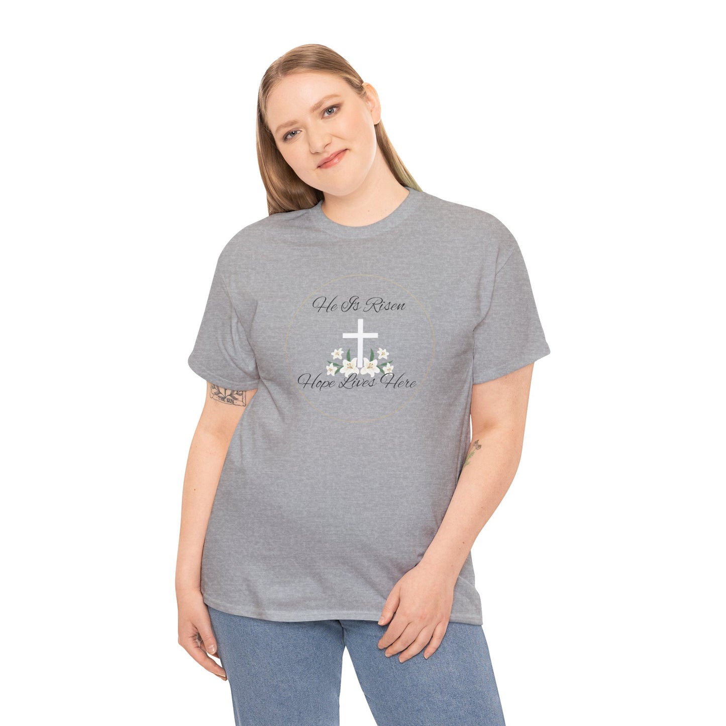 Unisex Heavy Cotton – He is Risen, Hope Lives Here