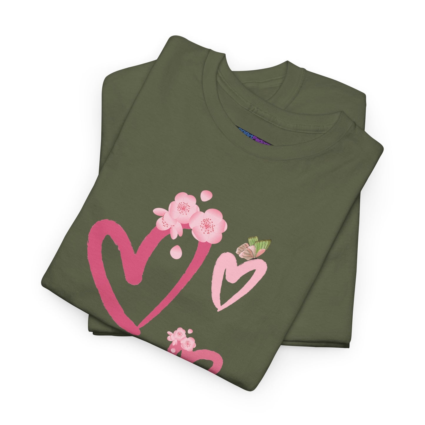 Unisex Heavy Cotton Tee Hearts Adorned