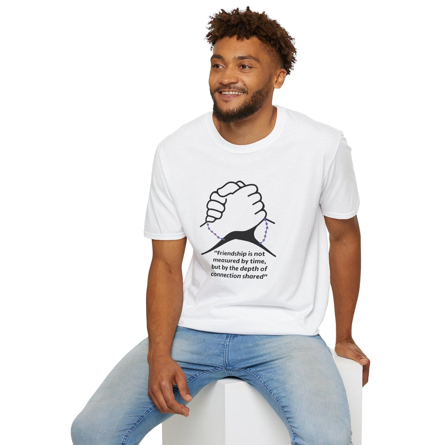 Unisex Softstyle T-Shirt Clasped Hands with Quote of Friendship