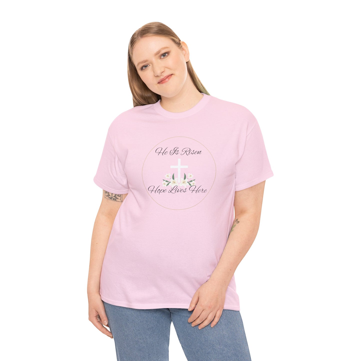 Unisex Heavy Cotton – He is Risen, Hope Lives Here