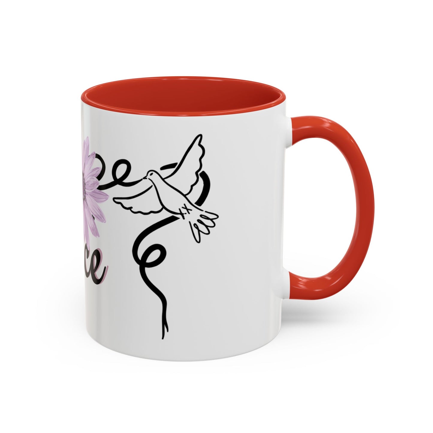 Accent Coffee Mug - Doves with Flower & Peace