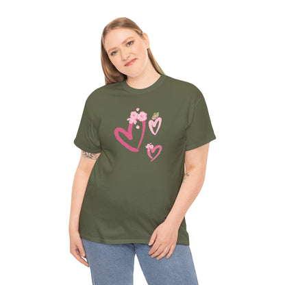 Unisex Heavy Cotton Tee Hearts Adorned