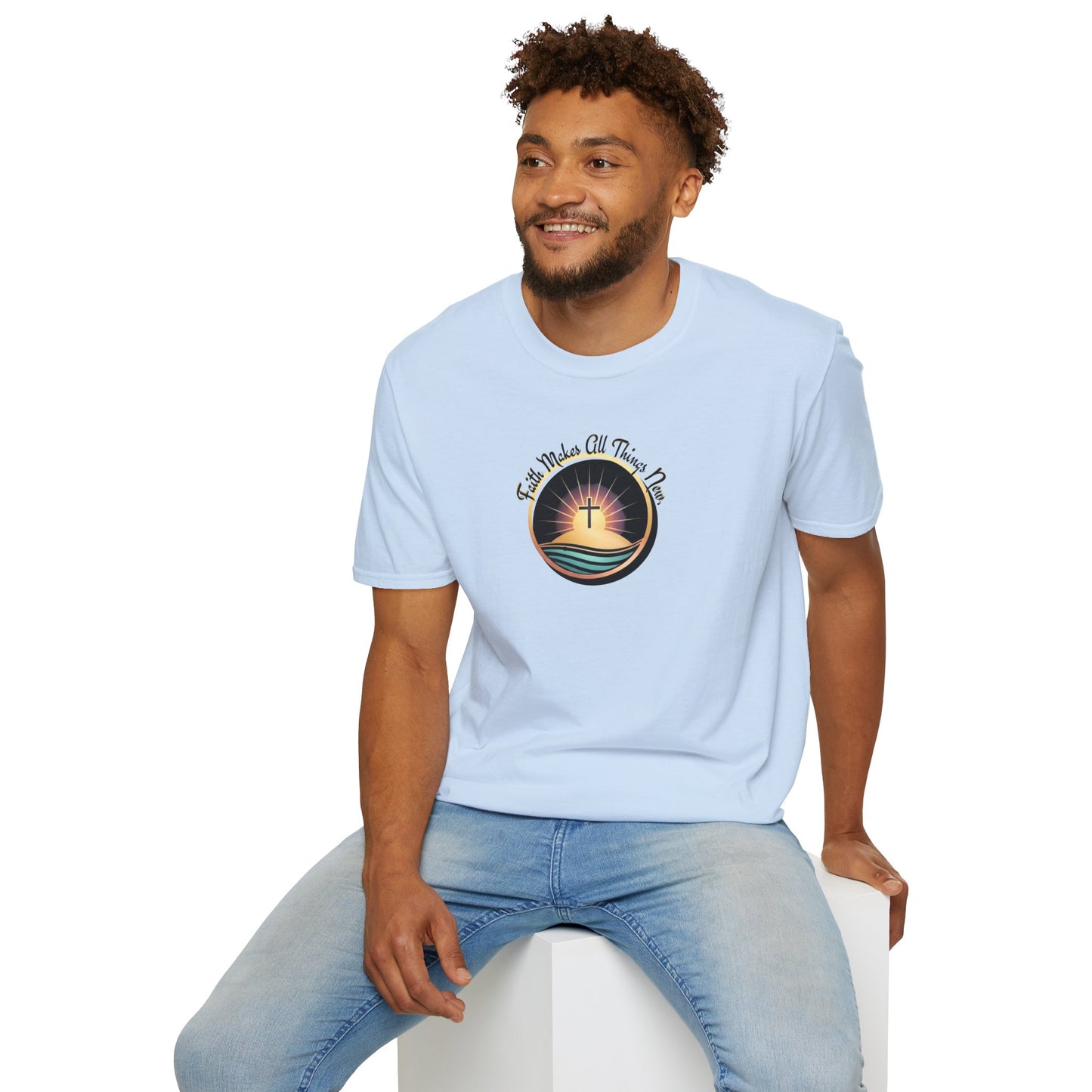 Unisex Softstyle T-Shirt - Shining Cross, Faith Makes All Things New
