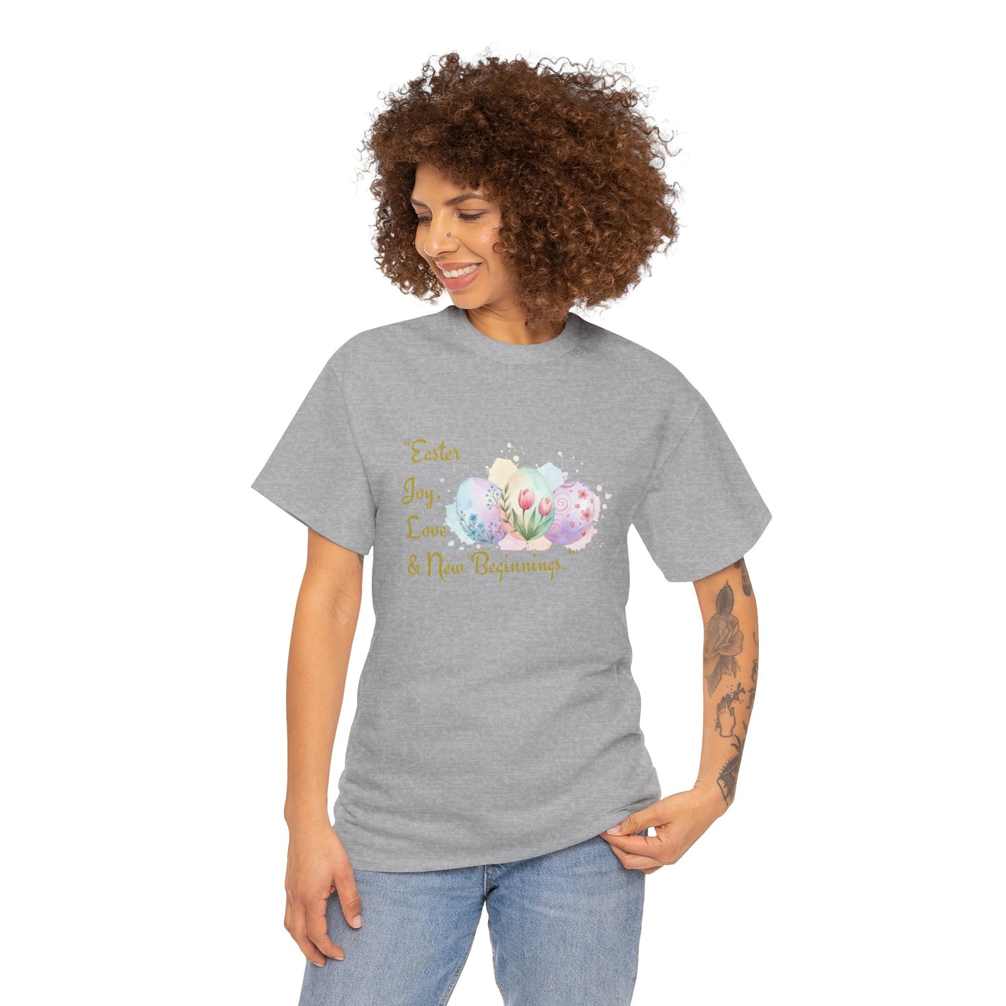 Unisex Heavy Cotton Tee - Easter, Joy, Love, & New Beginnings