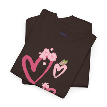 Unisex Heavy Cotton Tee Hearts Adorned