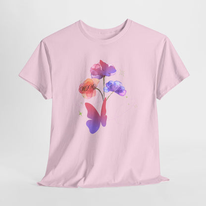 Dreamy Watercolor Flowers & Butterfly - Heavy Cotton Tee