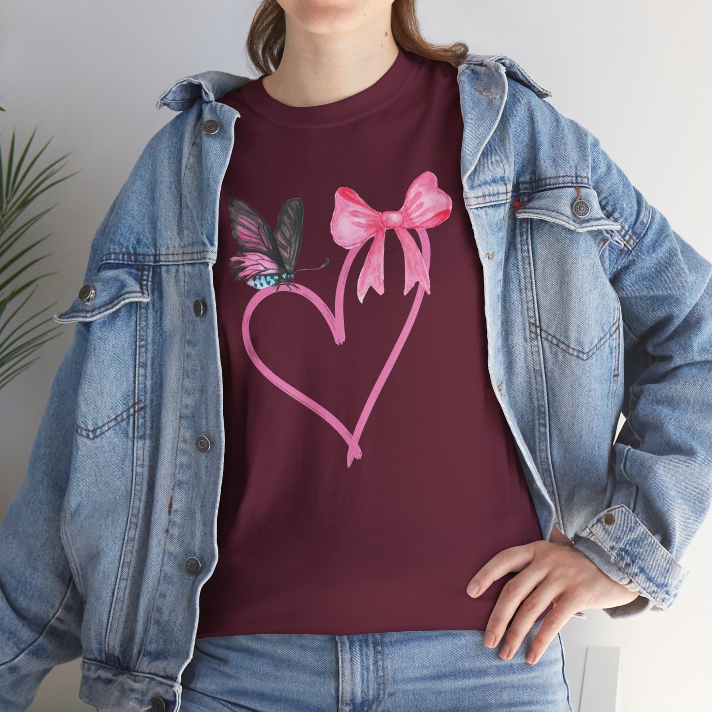 Unisex Heavy Cotton Tee Heart & Butterfly