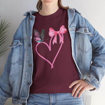 Unisex Heavy Cotton Tee Heart & Butterfly