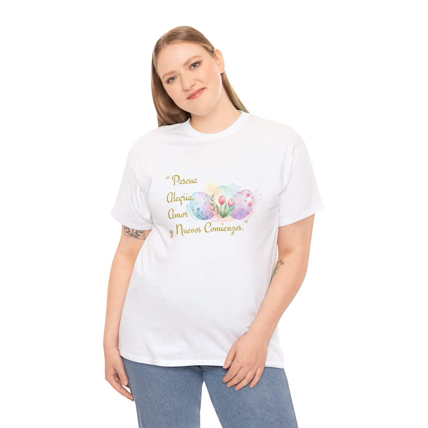 Unisex Heavy Cotton Tee - Easter, Joy, Love, & New Beginnings (Spanish Version)