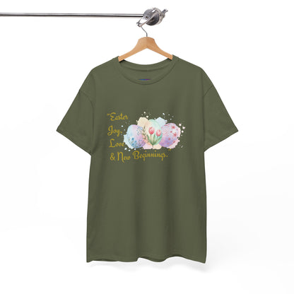 Unisex Heavy Cotton Tee - Easter, Joy, Love, & New Beginnings