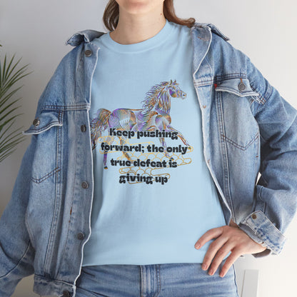 Unisex Heavy Cotton Tee Horse with a Quote Inspiring Success