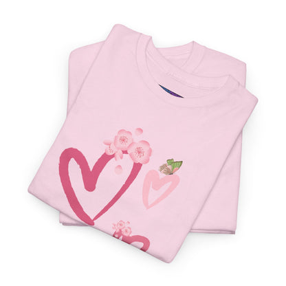 Unisex Heavy Cotton Tee Hearts Adorned