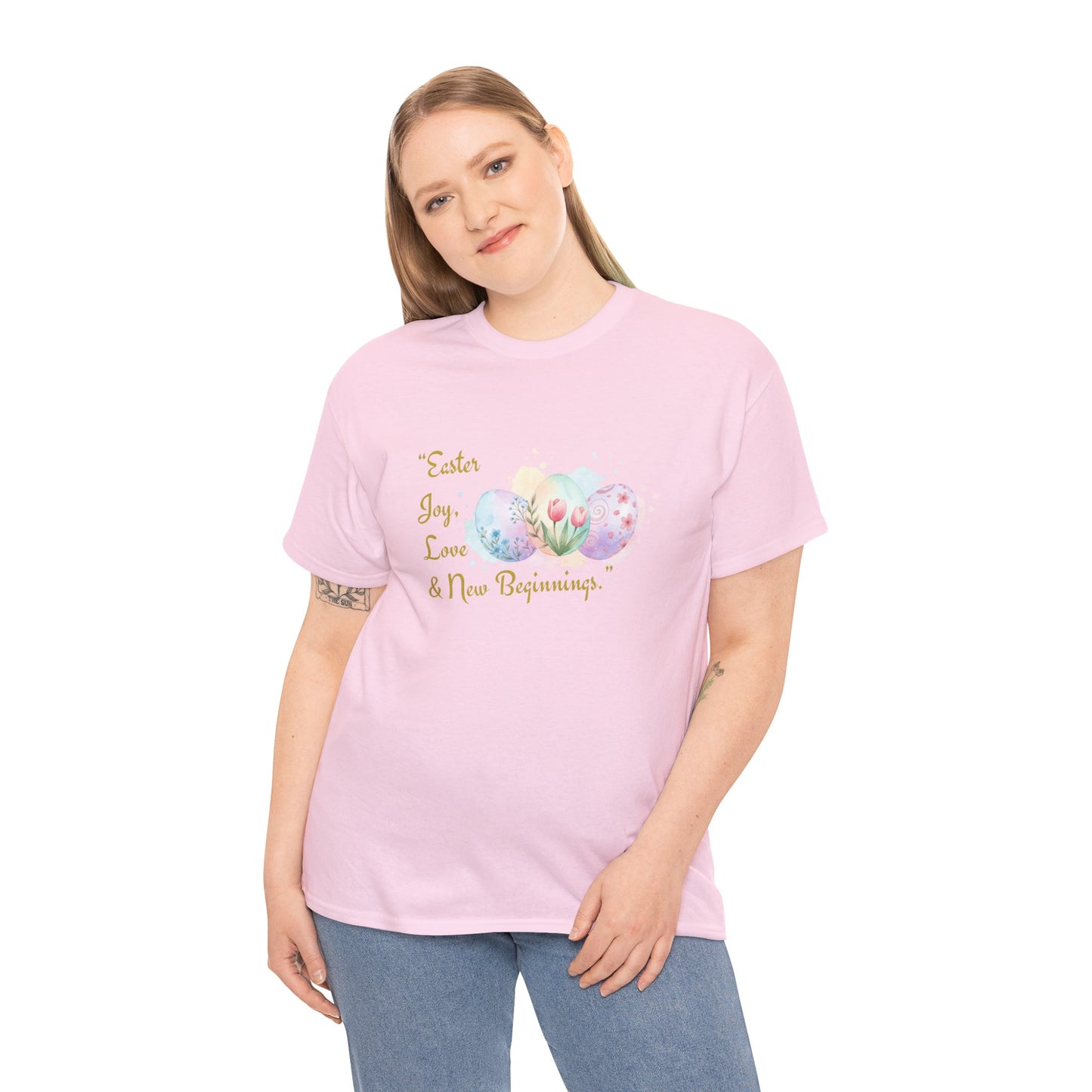 Unisex Heavy Cotton Tee - Easter, Joy, Love, & New Beginnings