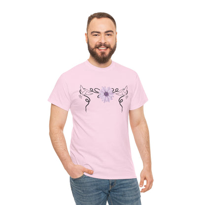 Unisex Heavy Cotton Tee - Doves with Flower